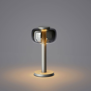 ODEON - zilver mat, oplaadbare tafellamp