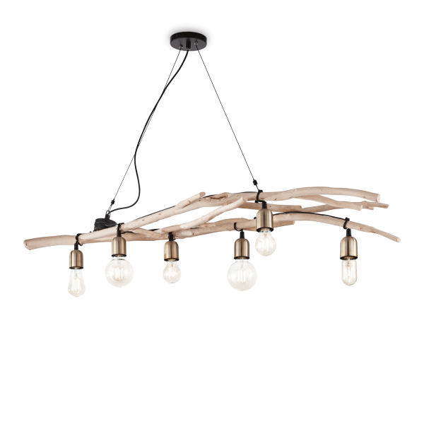 Hanglamp DRIFTWOOD walnoot van Ideal Lux - OANN