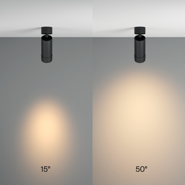 Plafondlamp Focus Zoom zwart opstelling van Maytoni - OANN